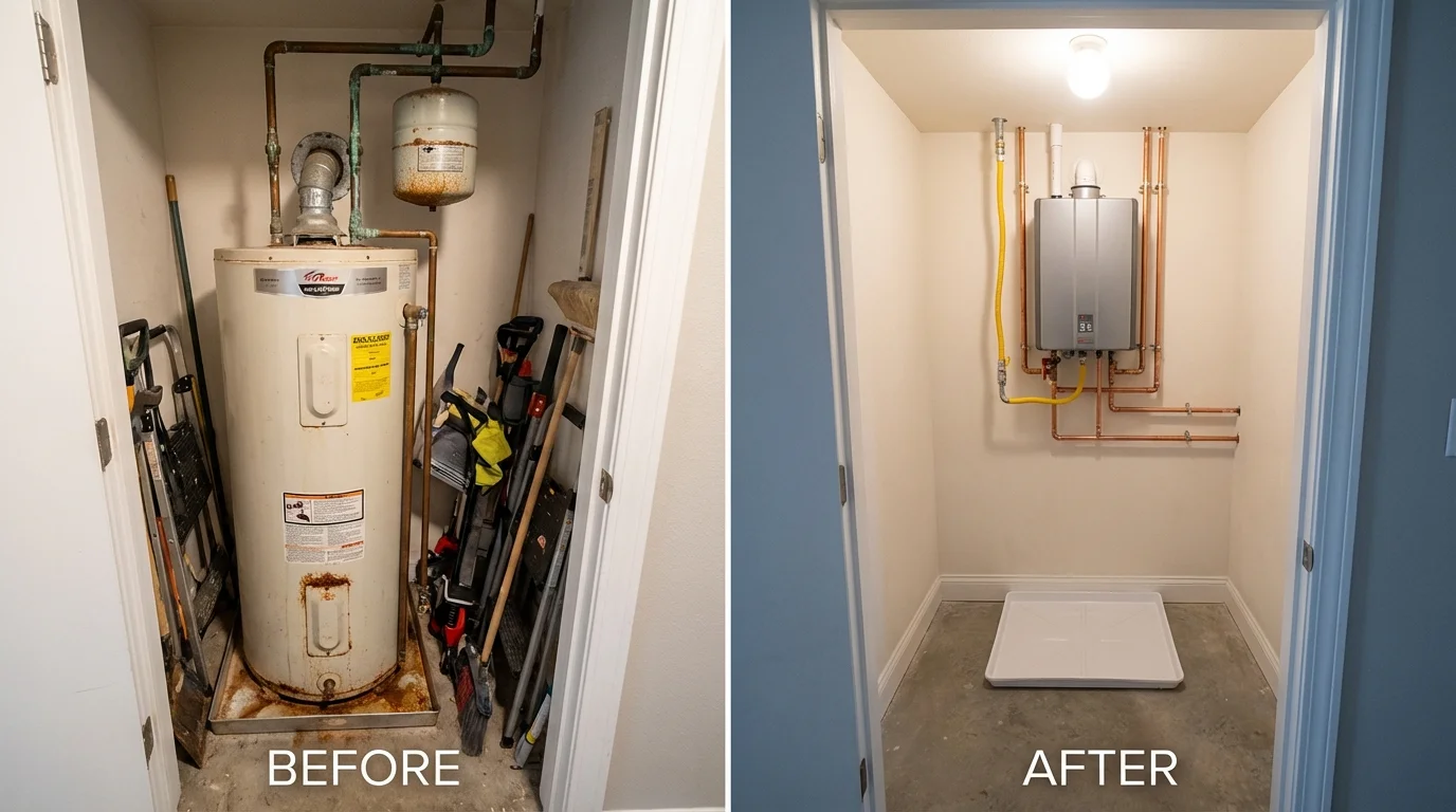 Tank water heater versus wall-mounted tankless unit comparison for Tempe, AZ homeowners