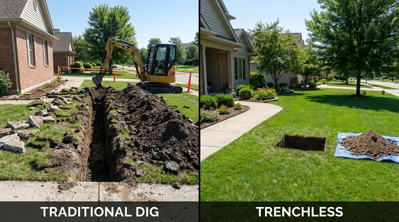 Trenchless sewer repair with minimal yard damage versus traditional excavation in Tempe, AZ